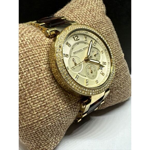 Michael Kors Parker MK5688 Women's Gold Tortoise Analog Dial Quartz Watch JNA229 - Picture 3 of 11